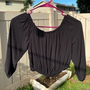 Zaful Off the Shoulder Frilled Cropped Blouse